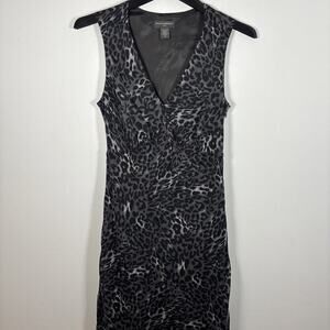 Banana Republic Black and Gray Leopard Print Midi Dress
